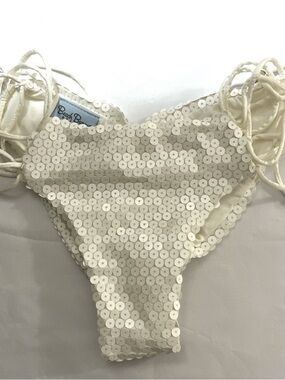 NWOT Beach Bunny Beidal  Ivory Sequin Strappy  Cheeky Side Lace-up Bikini Bottom